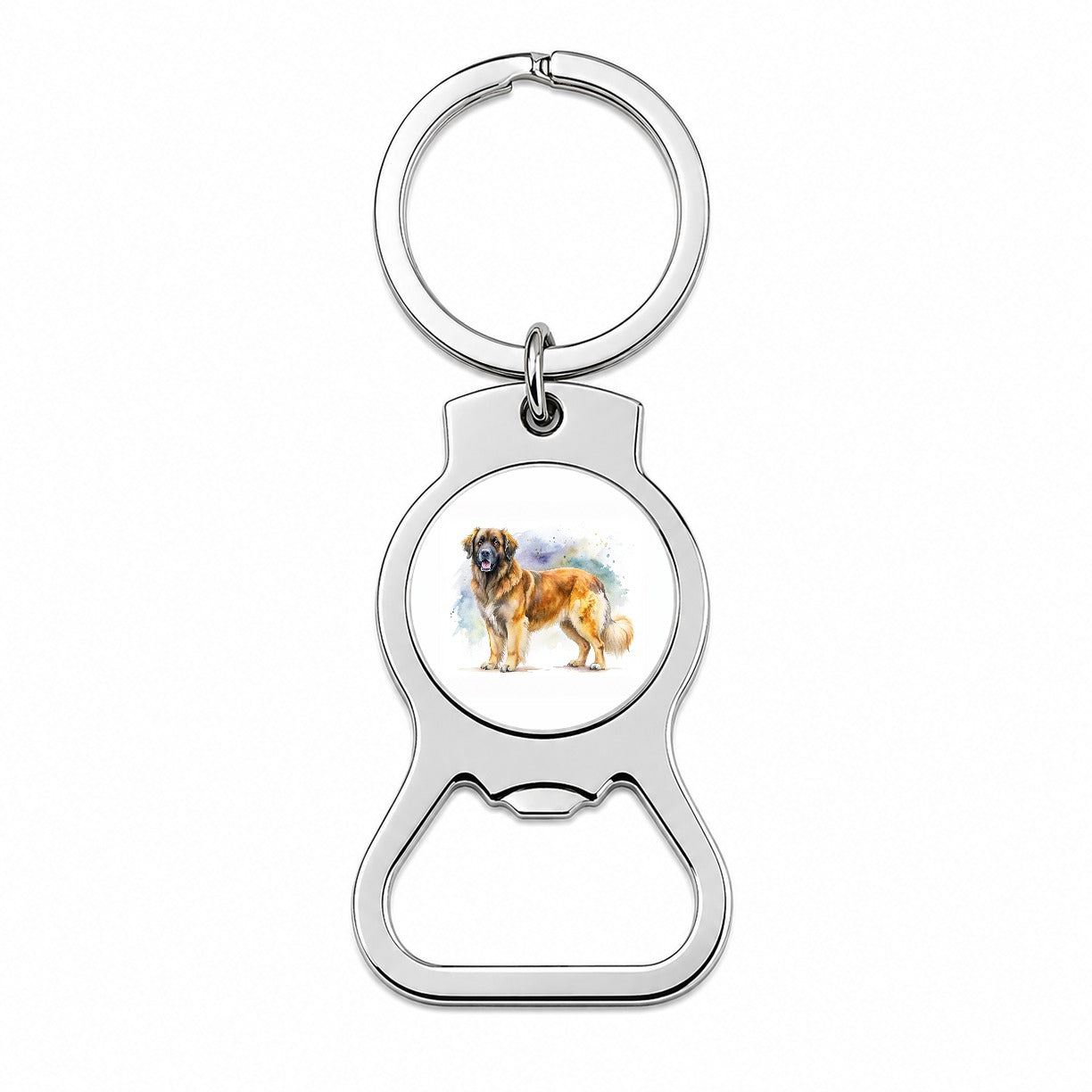 Leonberger Dog Watercolor Style Bottle Opener Keychain