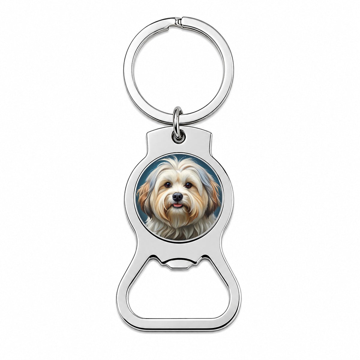 Lhasa Apso Dog Illustration Bottle Opener Keychain