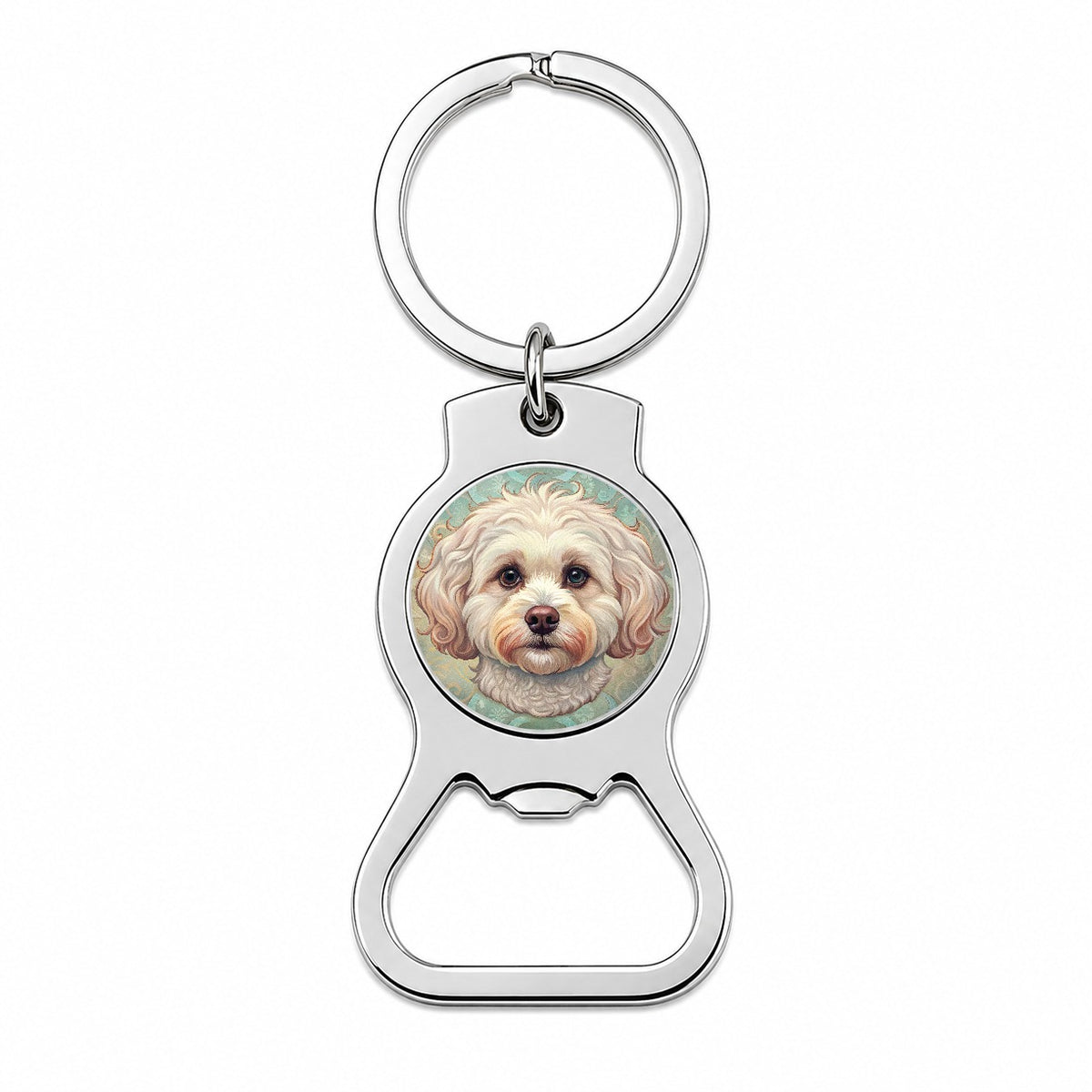 Maltipoo Dog Art Nouveau Bottle Opener Keychain