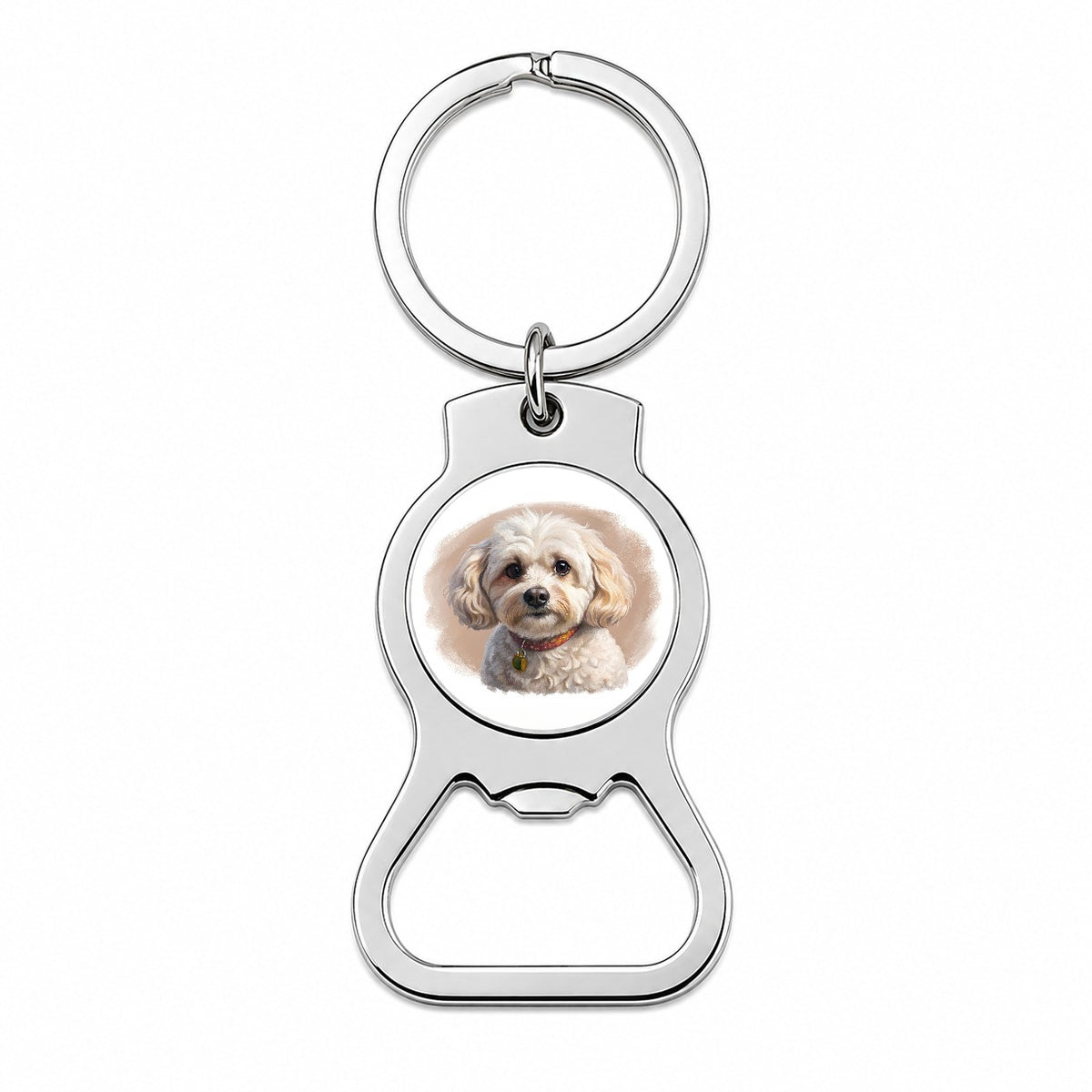 Maltipoo Dog Illustration Bottle Opener Keychain