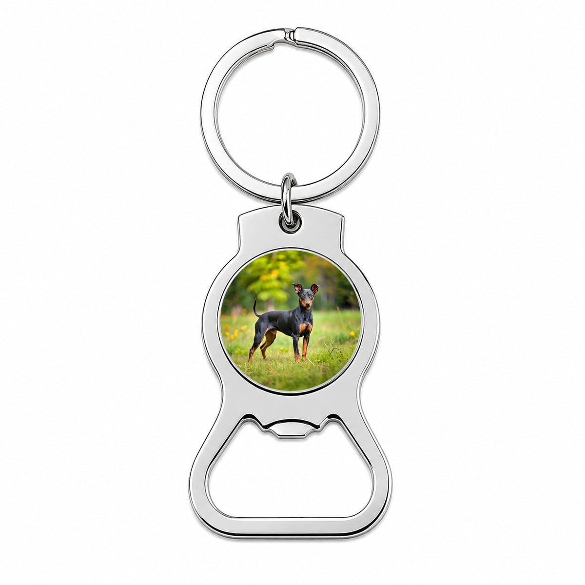 Manchester Terrier Dog Photo Bottle Opener Keychain