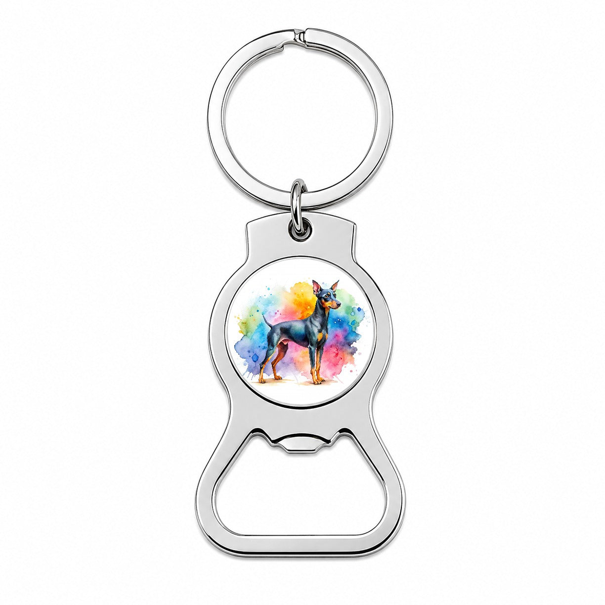 Manchester Terrier Dog Watercolor Style Bottle Opener Keychain