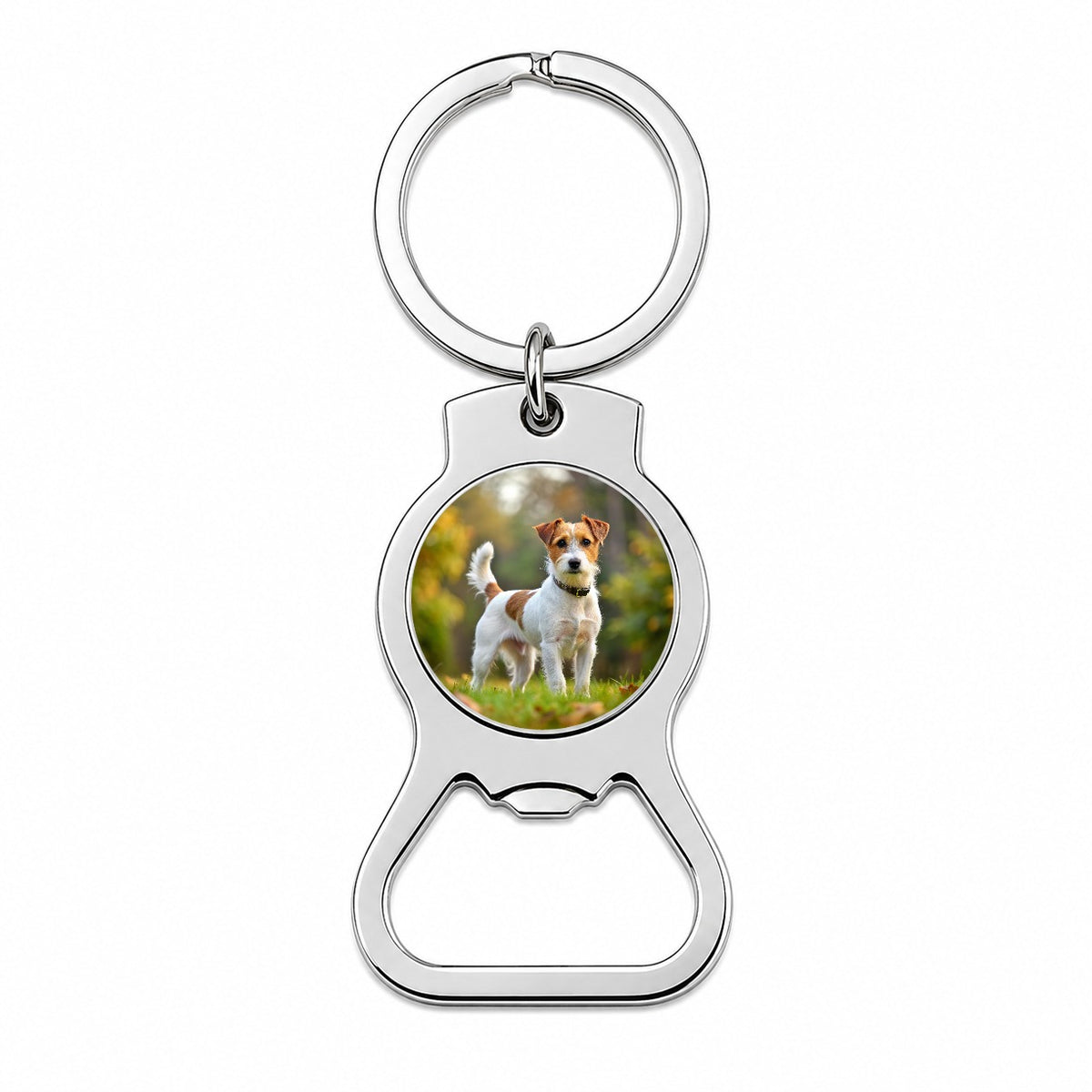 Parson Russell Terrier Dog Photo Bottle Opener Keychain