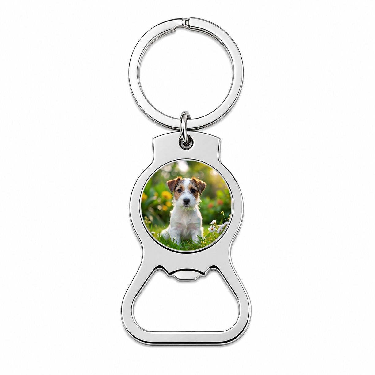 Parson Russell Terrier Dog Puppy Photo Bottle Opener Keychain