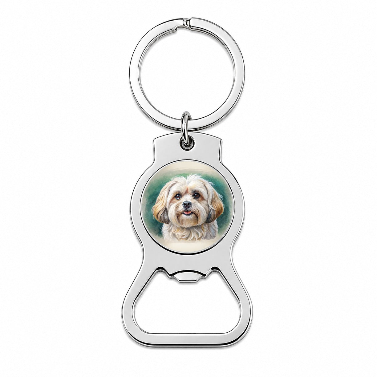 Pekapoo Dog Illustration Bottle Opener Keychain
