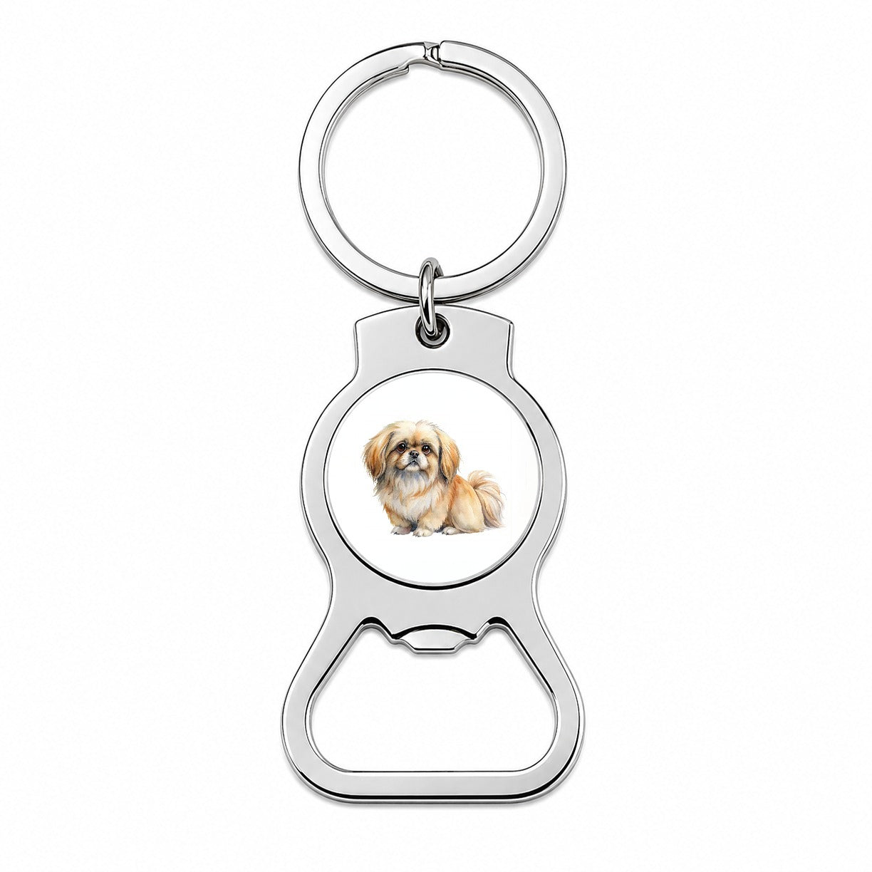 Pekapoo Dog Watercolor Style Bottle Opener Keychain