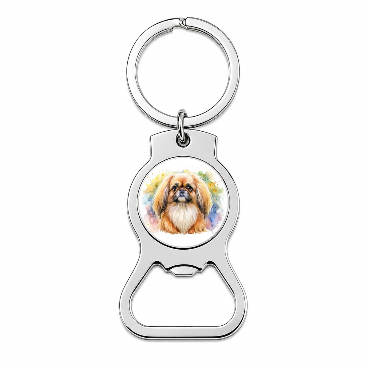 Pekingese Dog Watercolor Style Bottle Opener Keychain