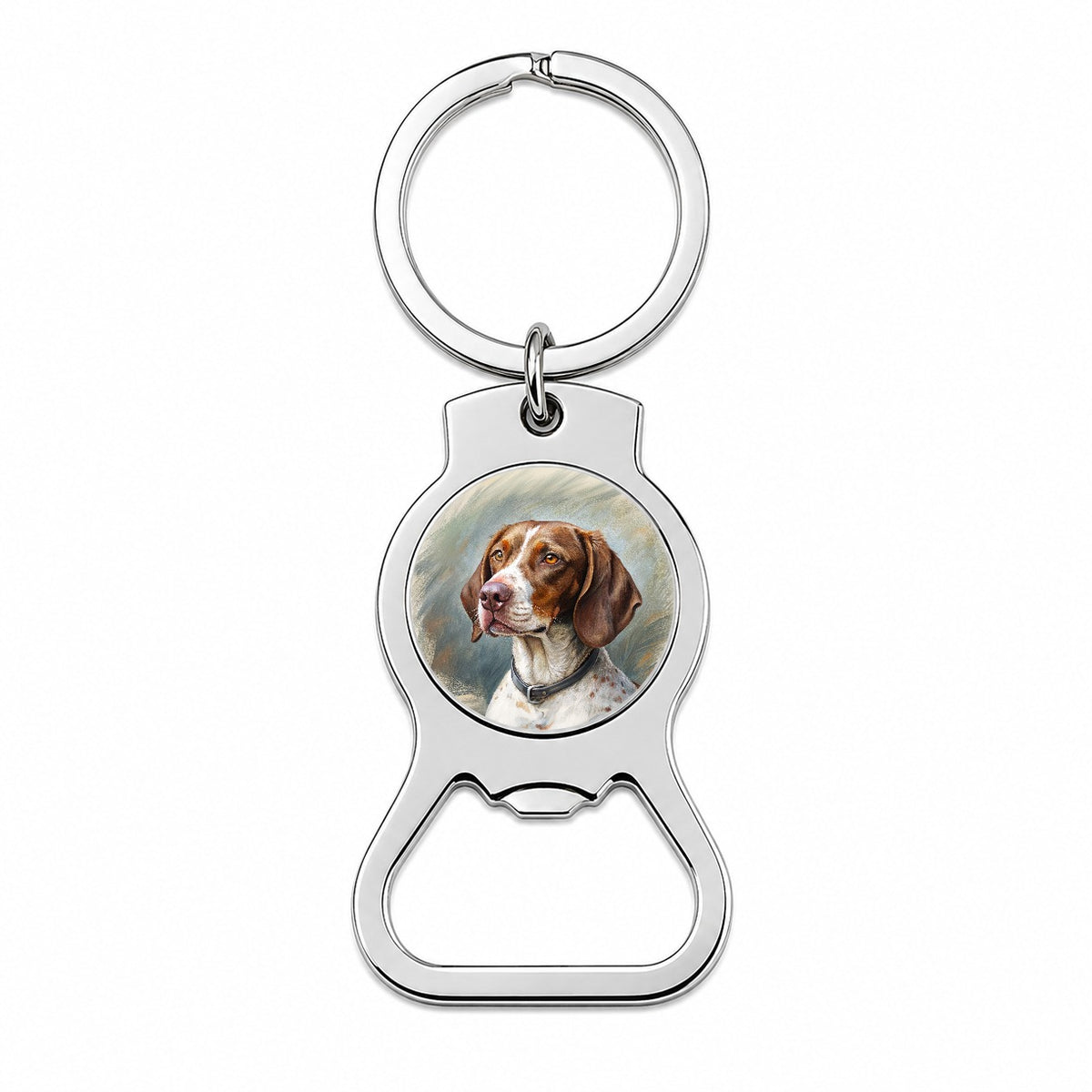 Pointer Dog Illustration Bottle Opener Keychain