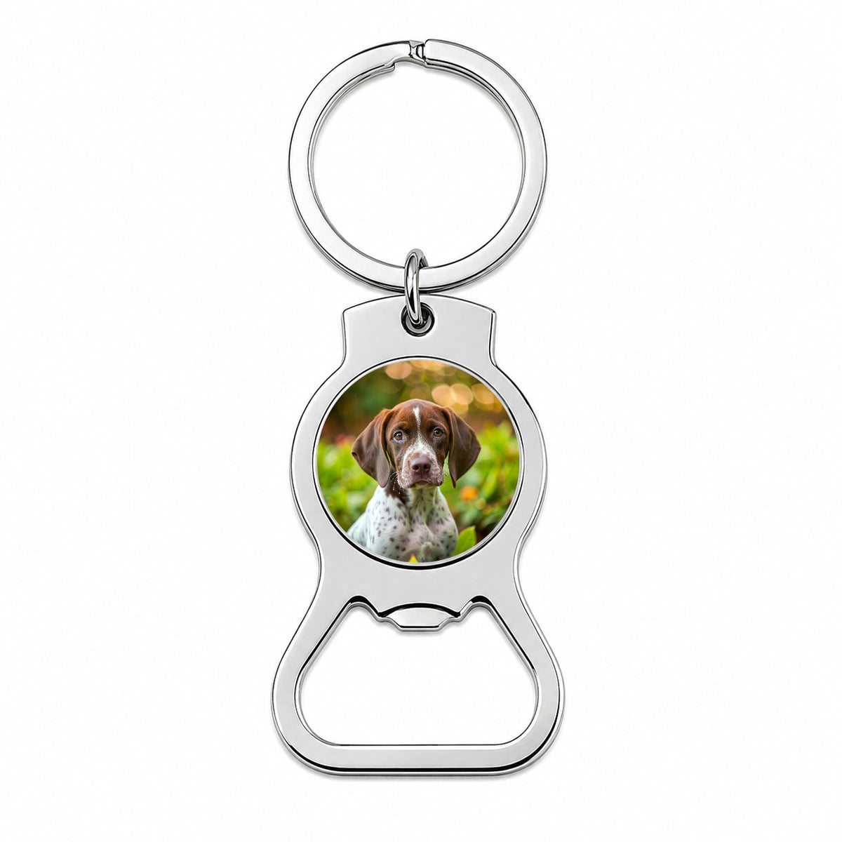Pointer Dog Puppy Photo Bottle Opener Keychain