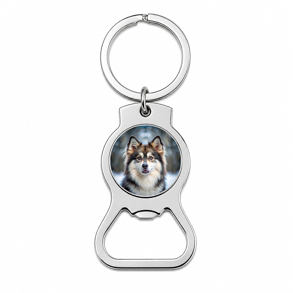 Pomsky Dog Photo Bottle Opener Keychain