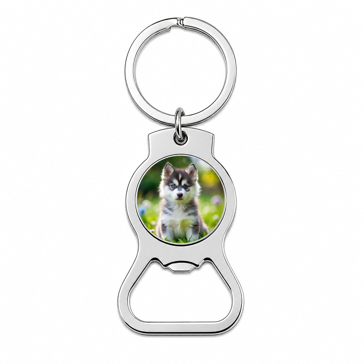 Pomsky Dog Puppy Photo Bottle Opener Keychain