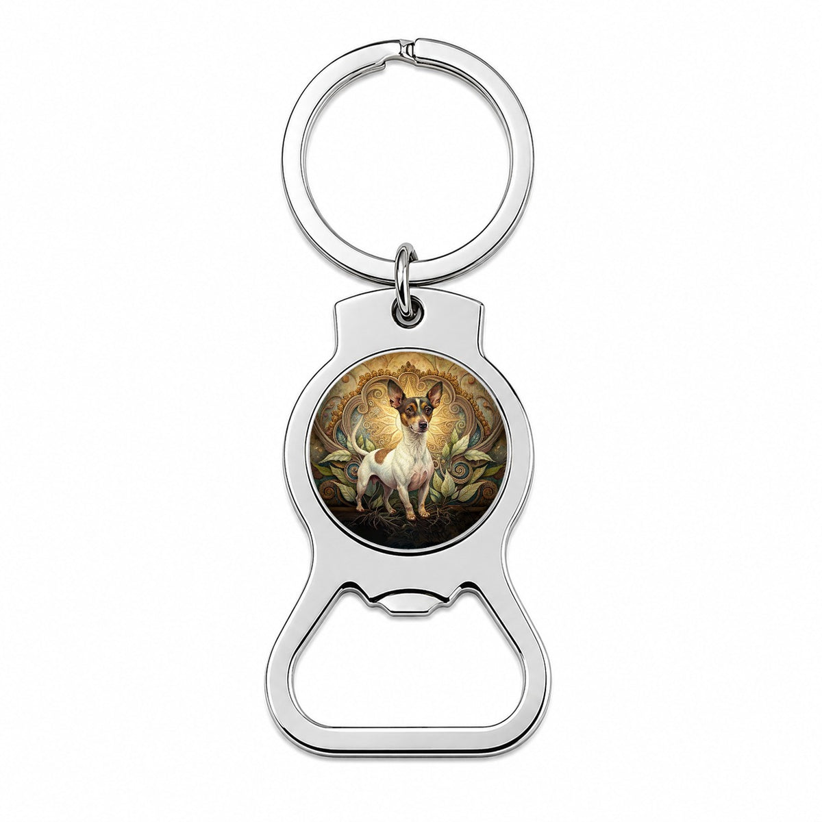 Rat Terrier Dog Art Nouveau Bottle Opener Keychain