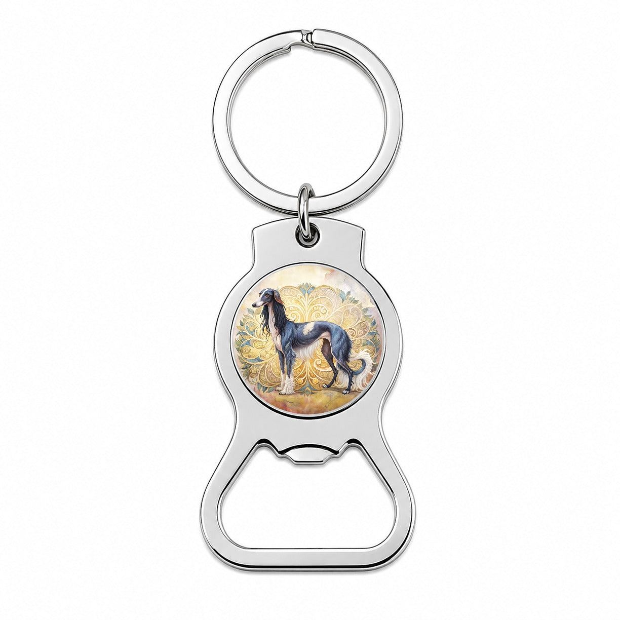 Saluki Dog Art Nouveau Bottle Opener Keychain