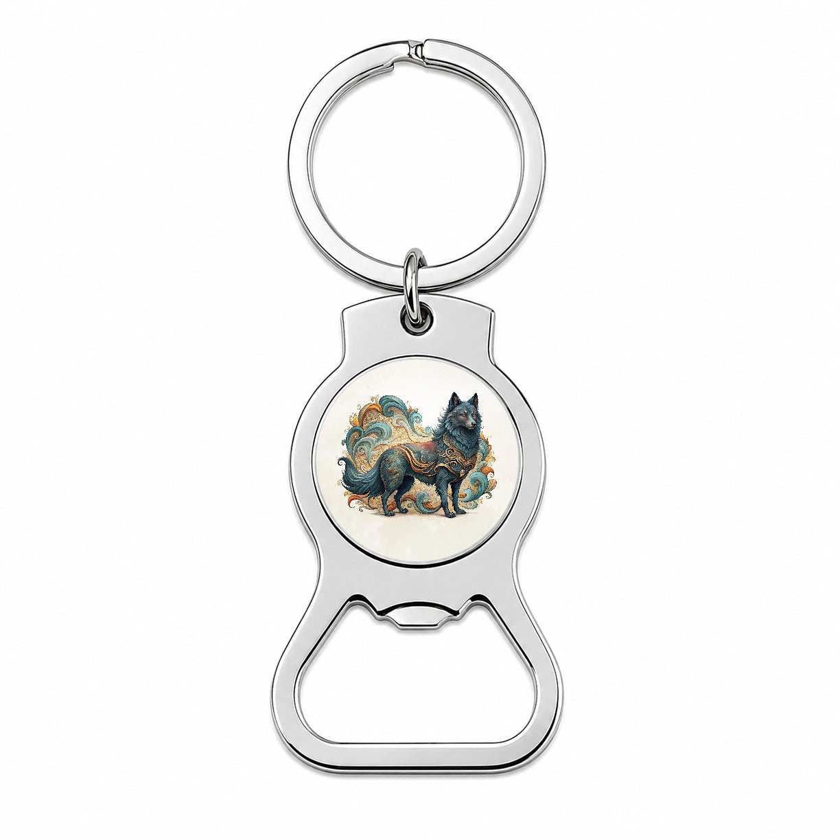 Schipperke Dog Art Nouveau Bottle Opener Keychain