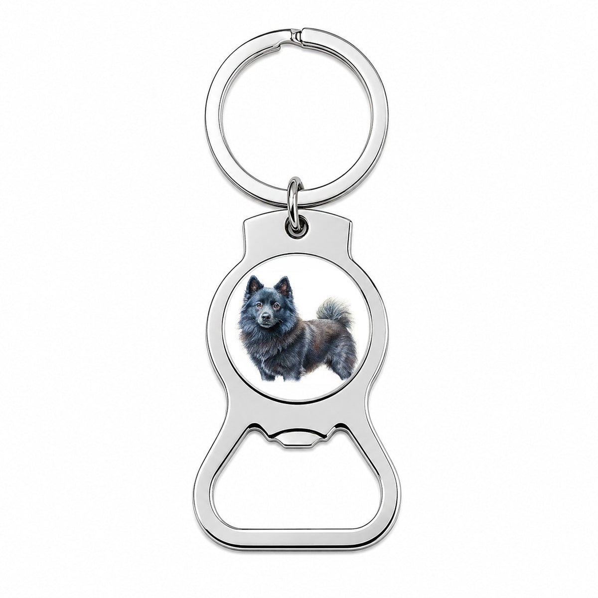 Schipperke Dog Illustration Bottle Opener Keychain