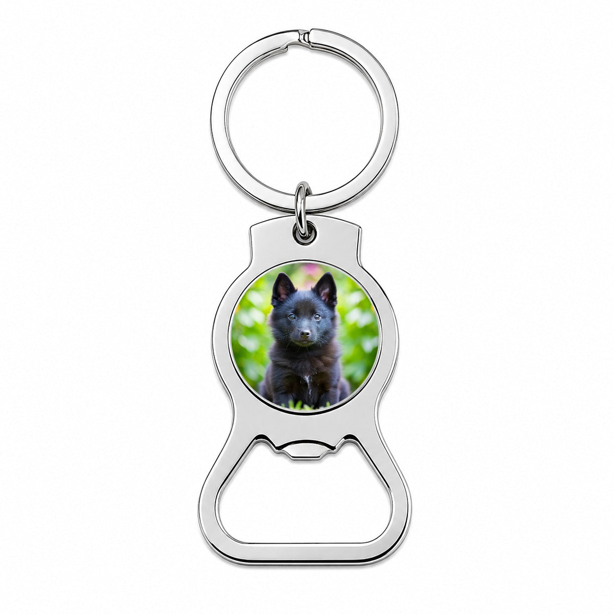 Schipperke Dog Puppy Photo Bottle Opener Keychain