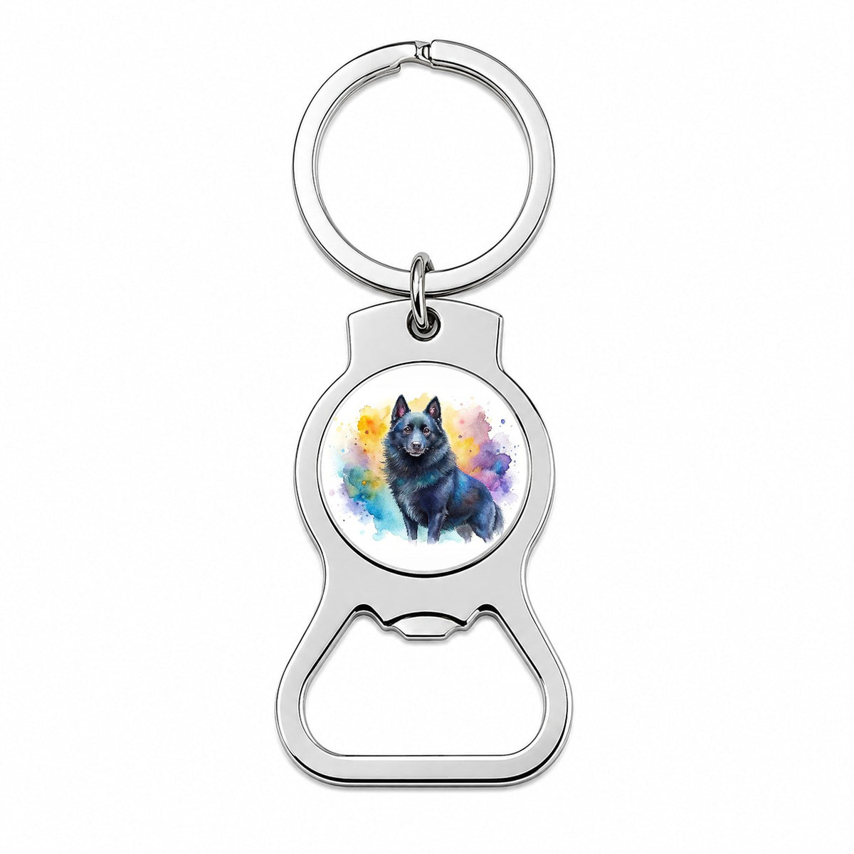Schipperke Dog Watercolor Style Bottle Opener Keychain