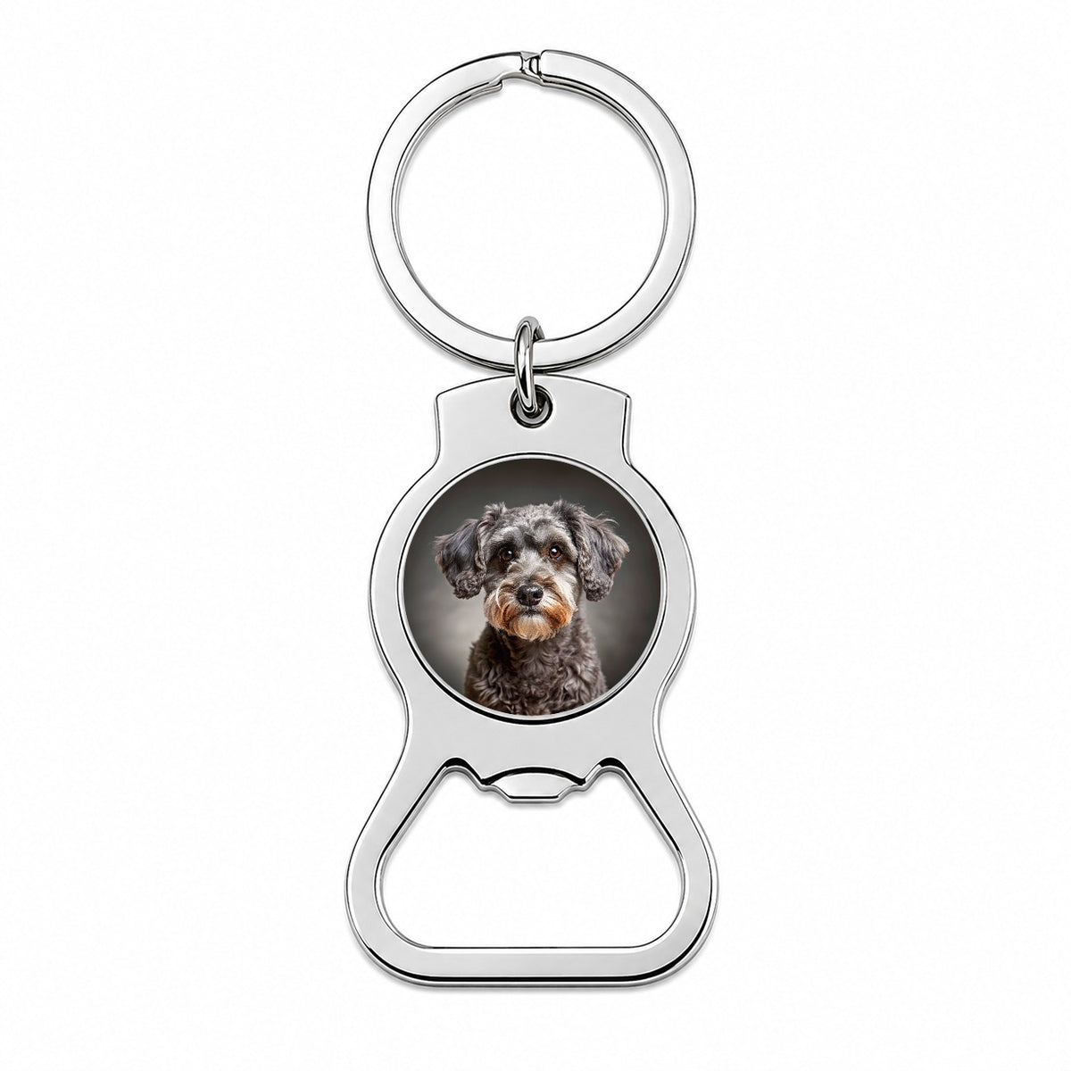 Schnoodle Dog Photo Bottle Opener Keychain