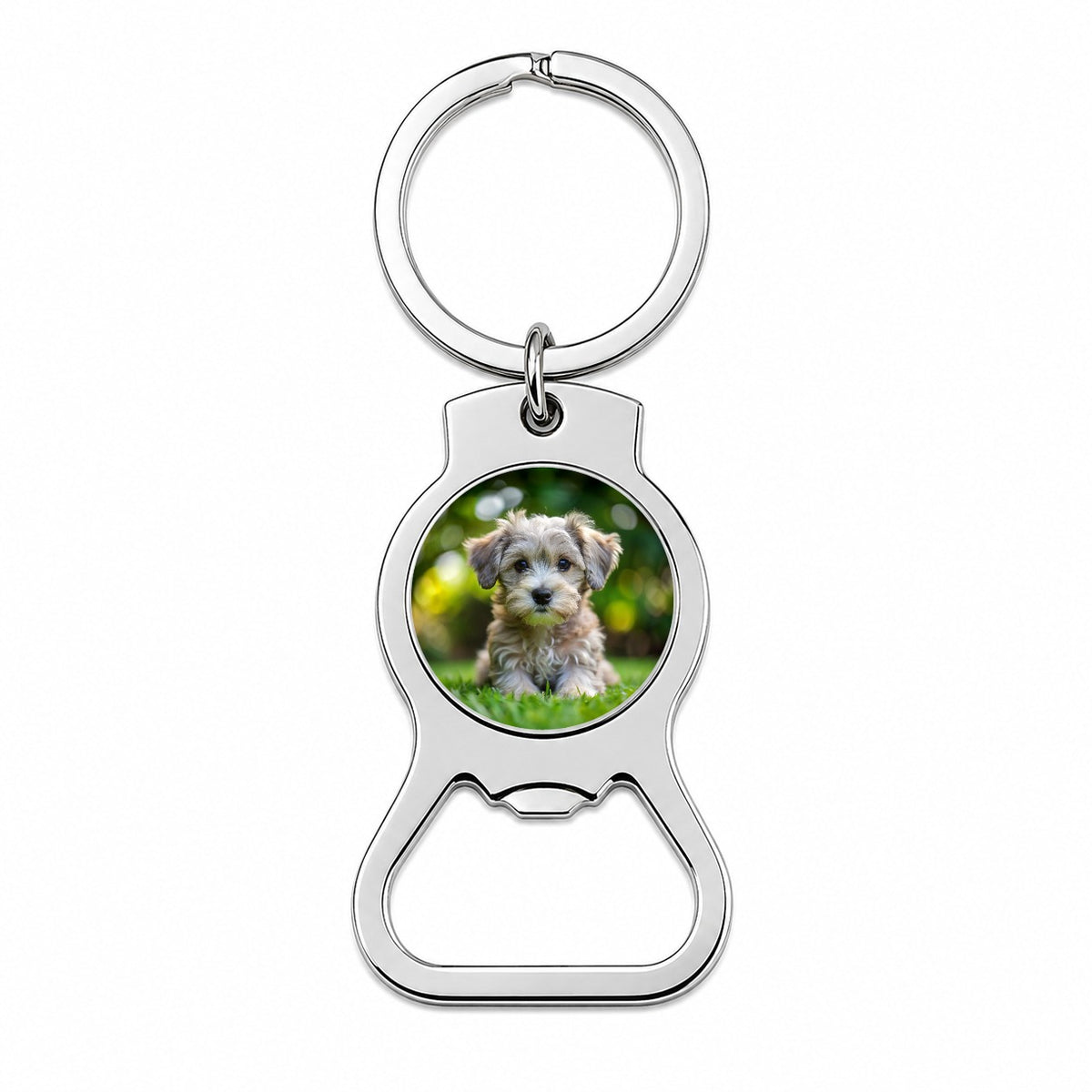Schnoodle Dog Puppy Photo Bottle Opener Keychain