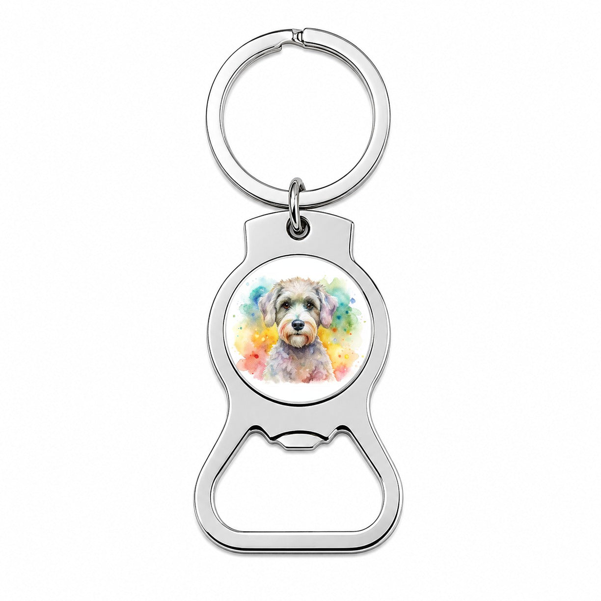 Schnoodle Dog Watercolor Style Bottle Opener Keychain