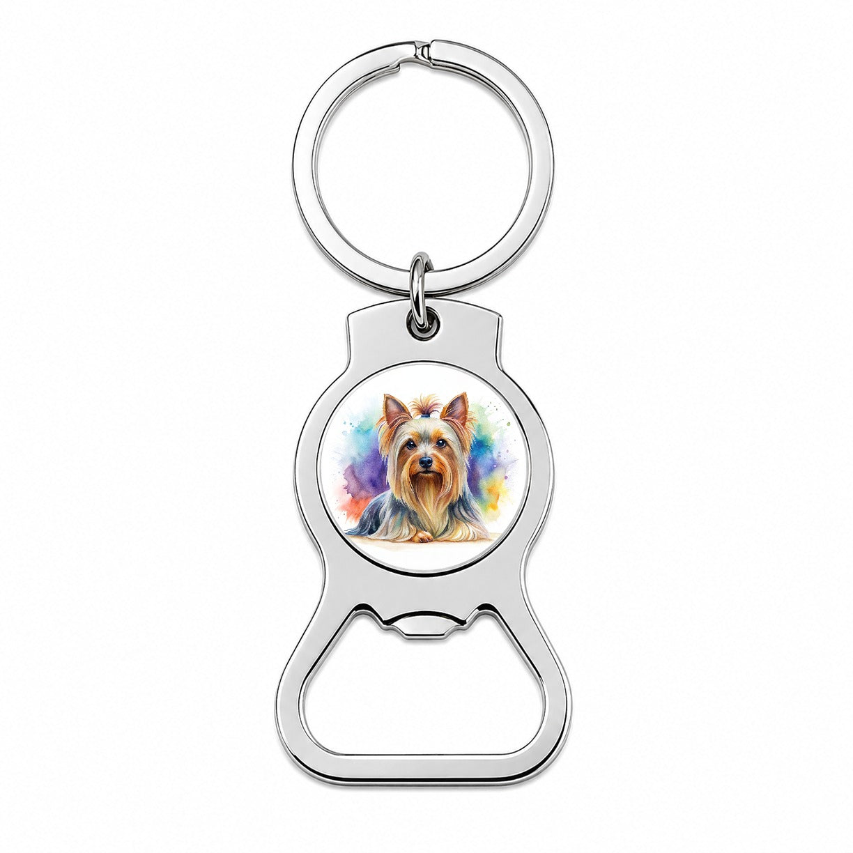 Silky Terrier Dog Watercolor Style Bottle Opener Keychain