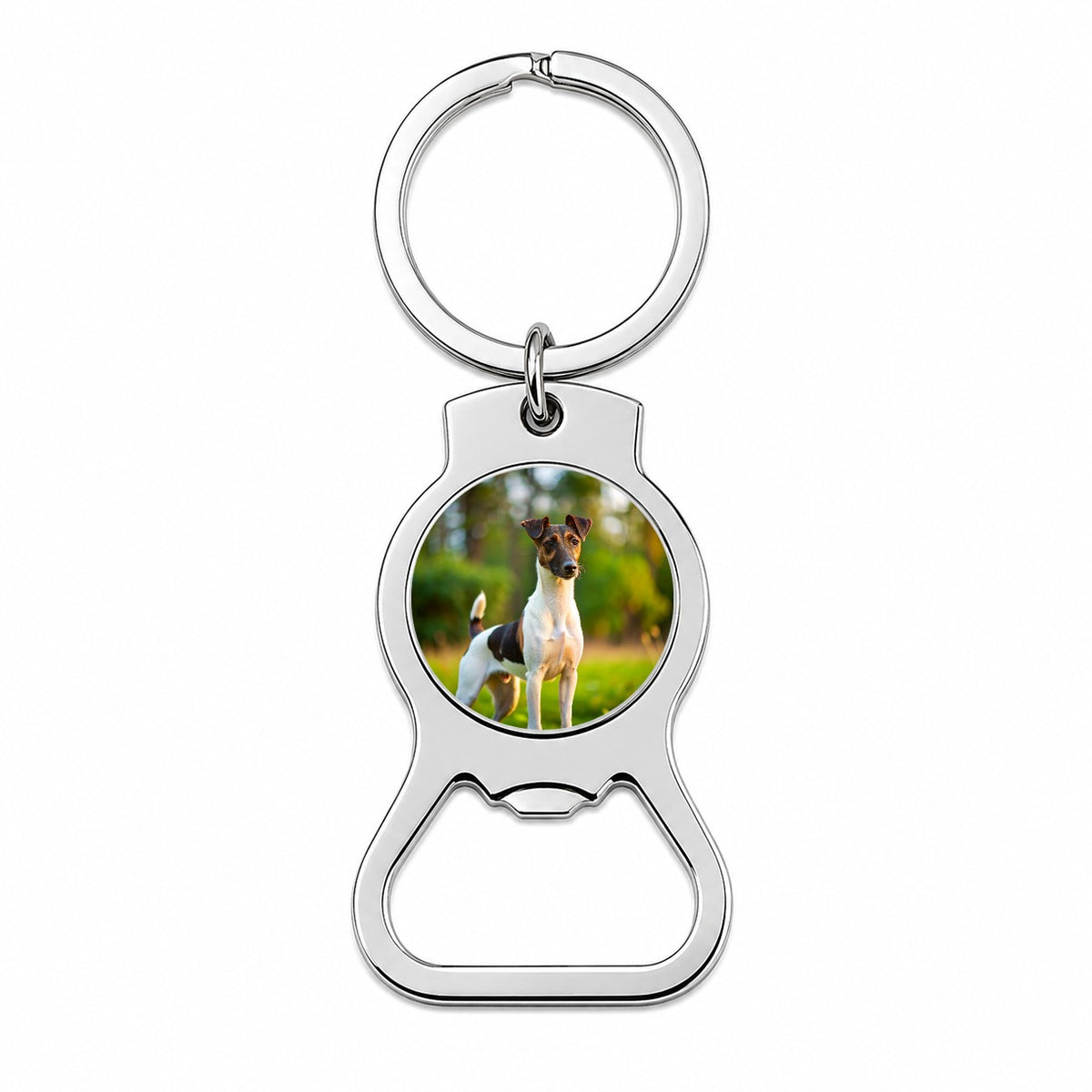 Smooth Fox Terrier Dog Photo Bottle Opener Keychain