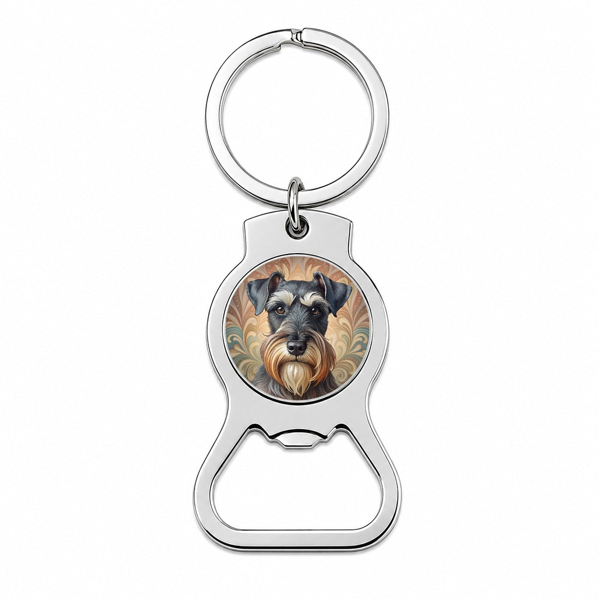 Standard Schnauzer Dog Art Nouveau Bottle Opener Keychain