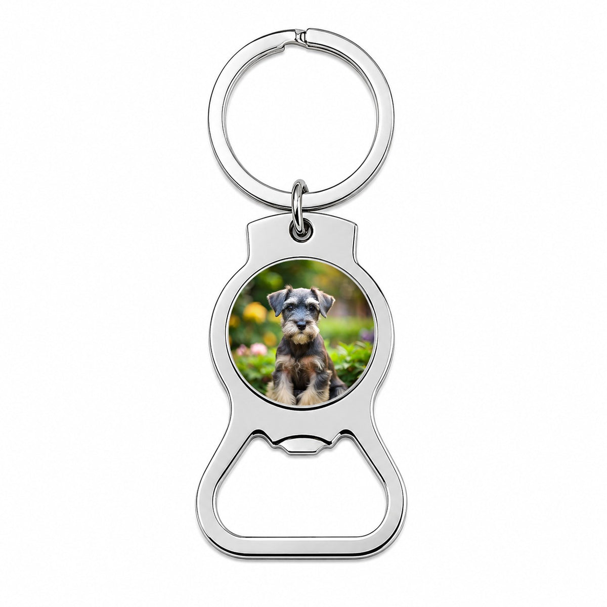 Standard Schnauzer Dog Puppy Photo Bottle Opener Keychain