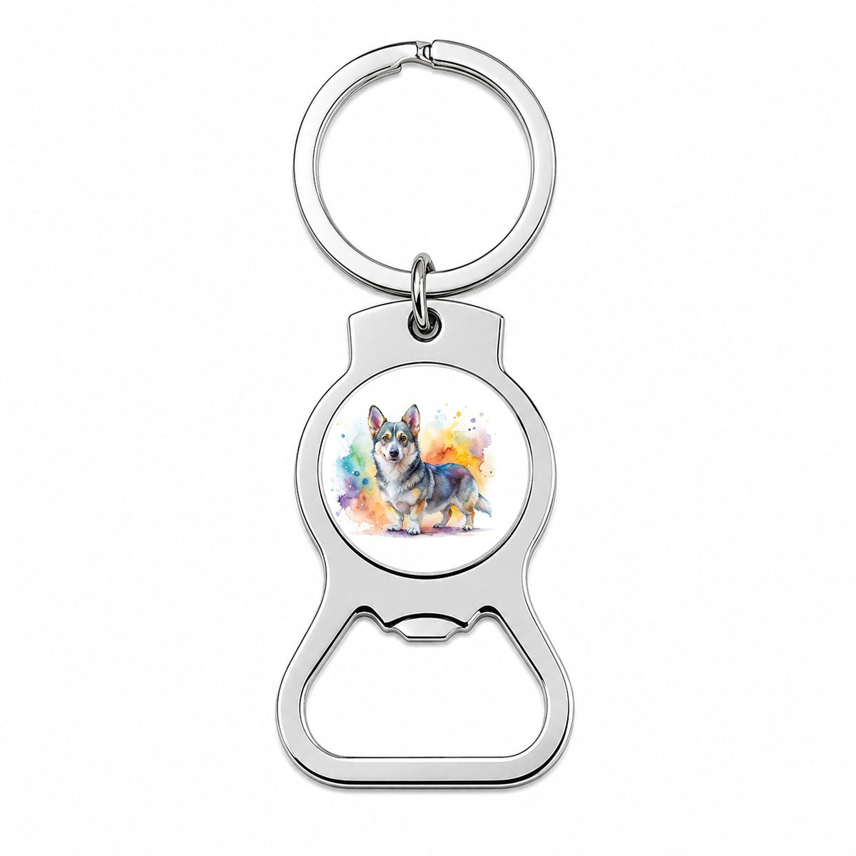 Swedish Vallhund Dog Watercolor Style Bottle Opener Keychain
