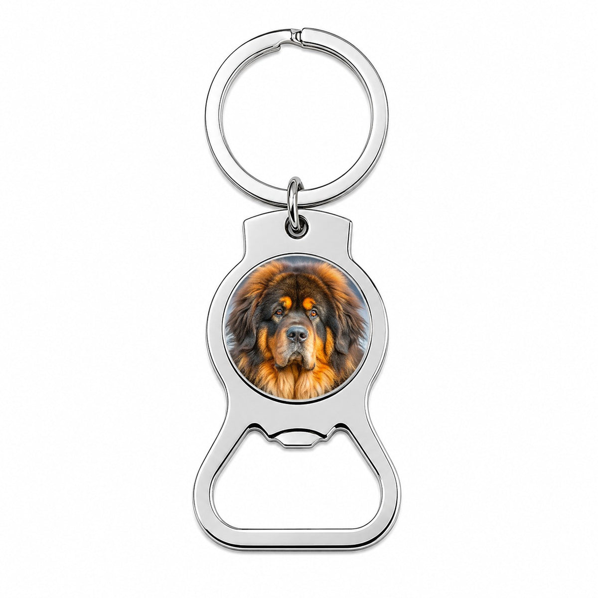 Tibetan Mastiff Dog Photo Bottle Opener Keychain