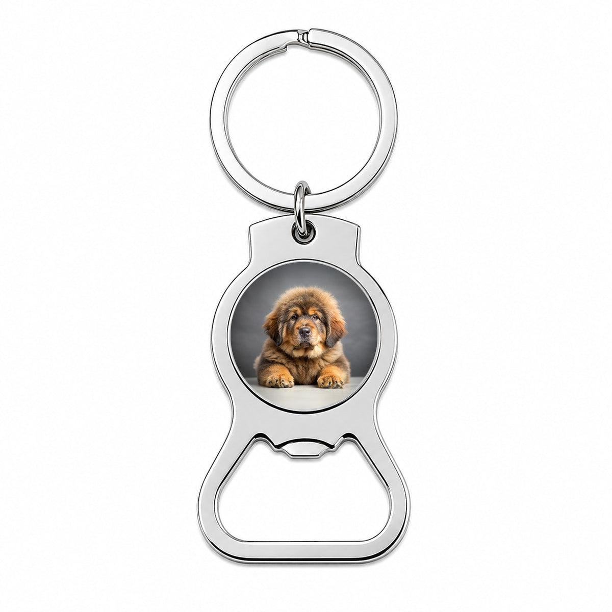 Tibetan Mastiff Dog Puppy Photo Bottle Opener Keychain