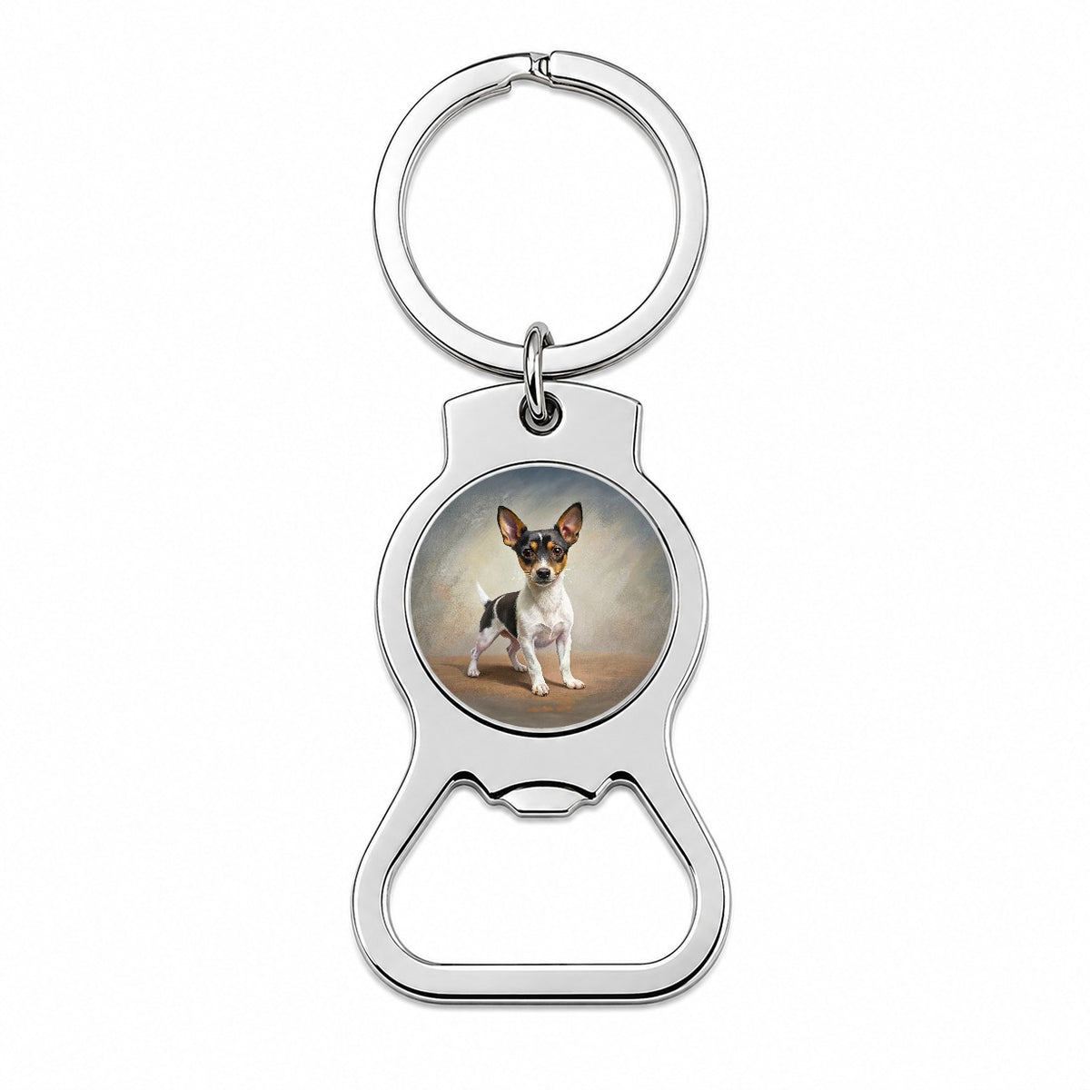 Toy Fox Terrier Dog Illustration Bottle Opener Keychain