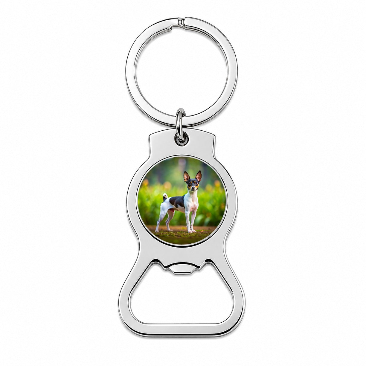 Toy Fox Terrier Dog Photo Bottle Opener Keychain