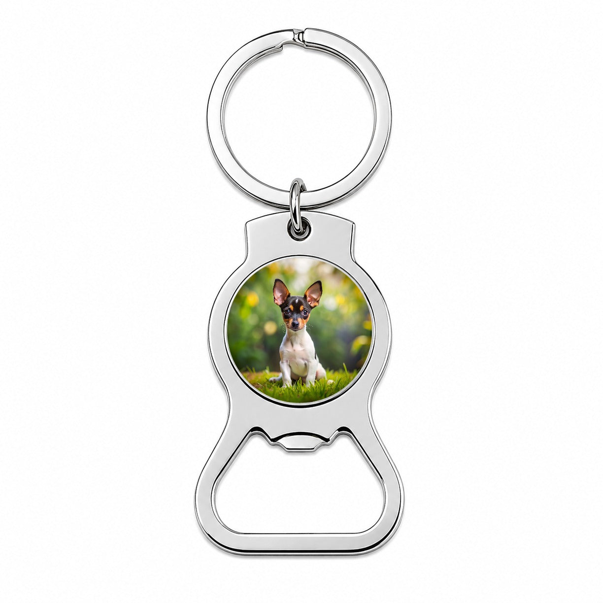 Toy Fox Terrier Dog Puppy Photo Bottle Opener Keychain