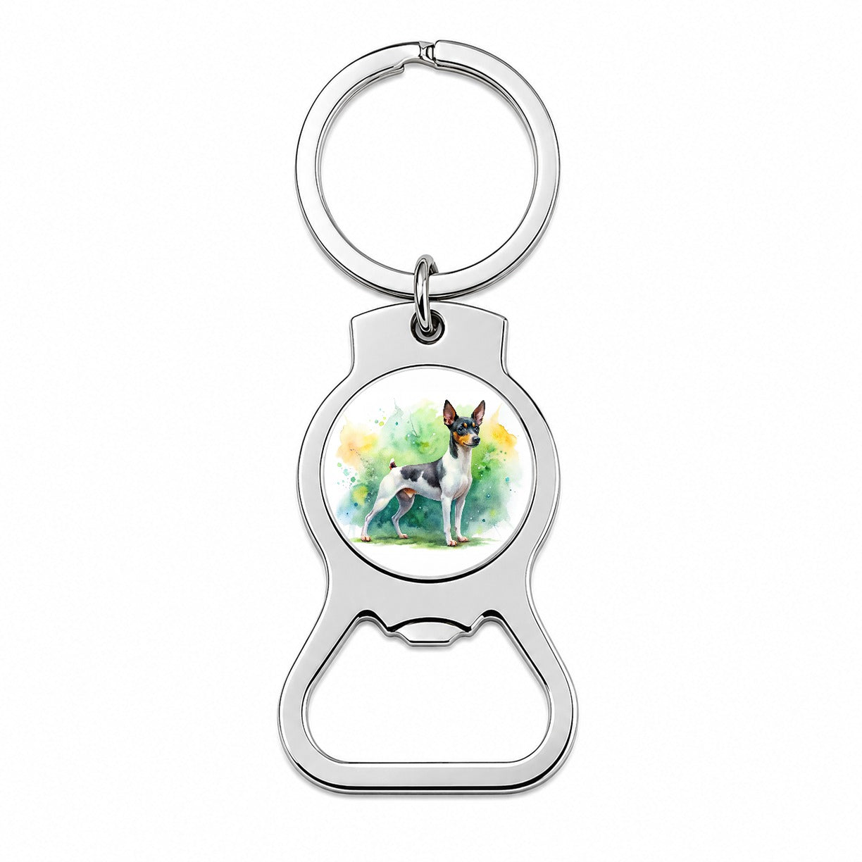 Toy Fox Terrier Dog Watercolor Style Bottle Opener Keychain