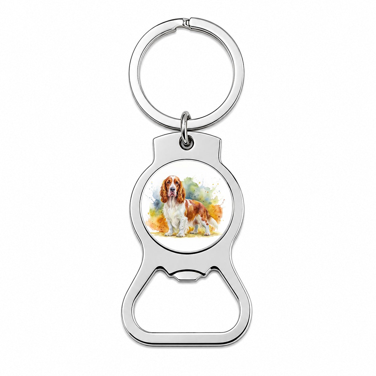 Welsh Springer Spaniel Dog Watercolor Style Bottle Opener Keychain