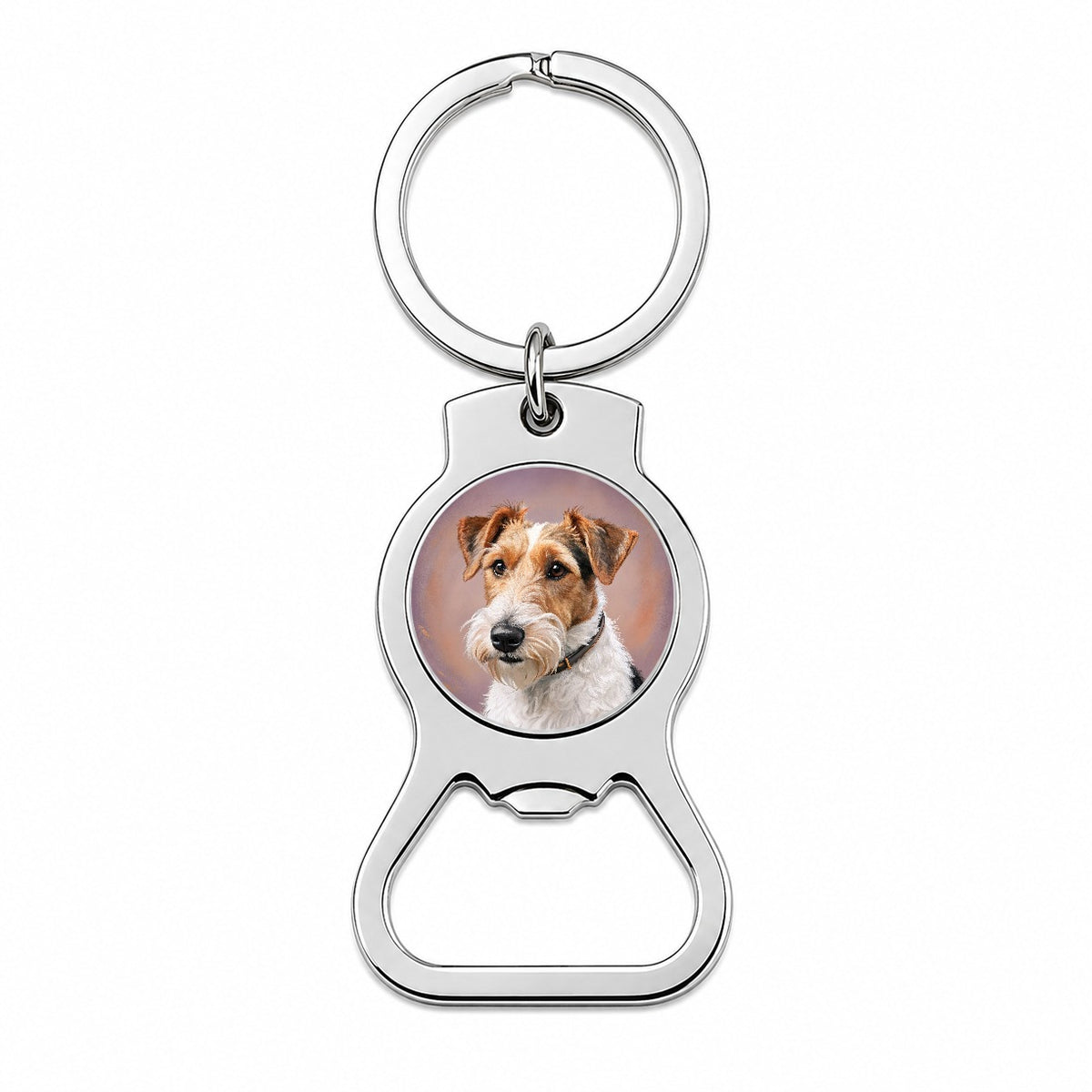 Wire Fox Terrier Dog Illustration Bottle Opener Keychain