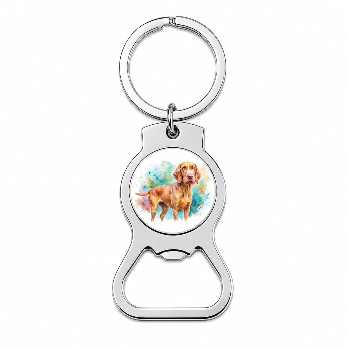 Wirehaired Vizsla Dog Watercolor Style Bottle Opener Keychain