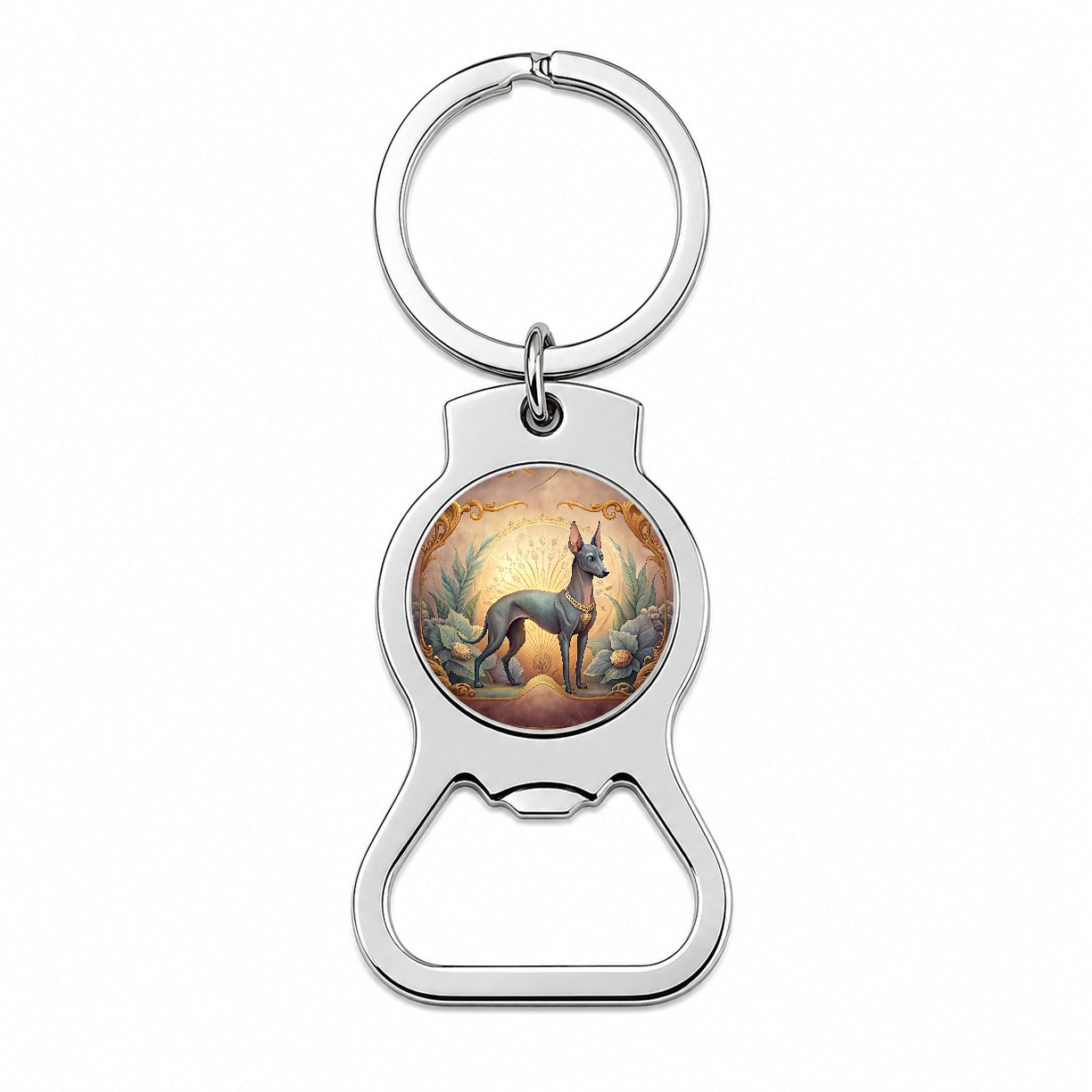 Xoloitzcuintli Xolo Mexican Hairless Dog Art Nouveau Bottle Opener Keychain