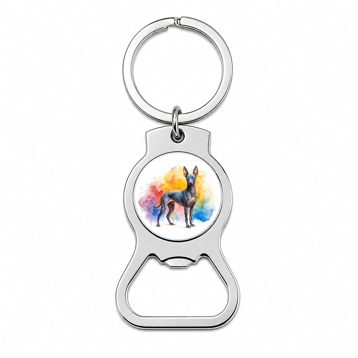 Xoloitzcuintli Xolo Mexican Hairless Dog Watercolor Style Bottle Opener Keychain