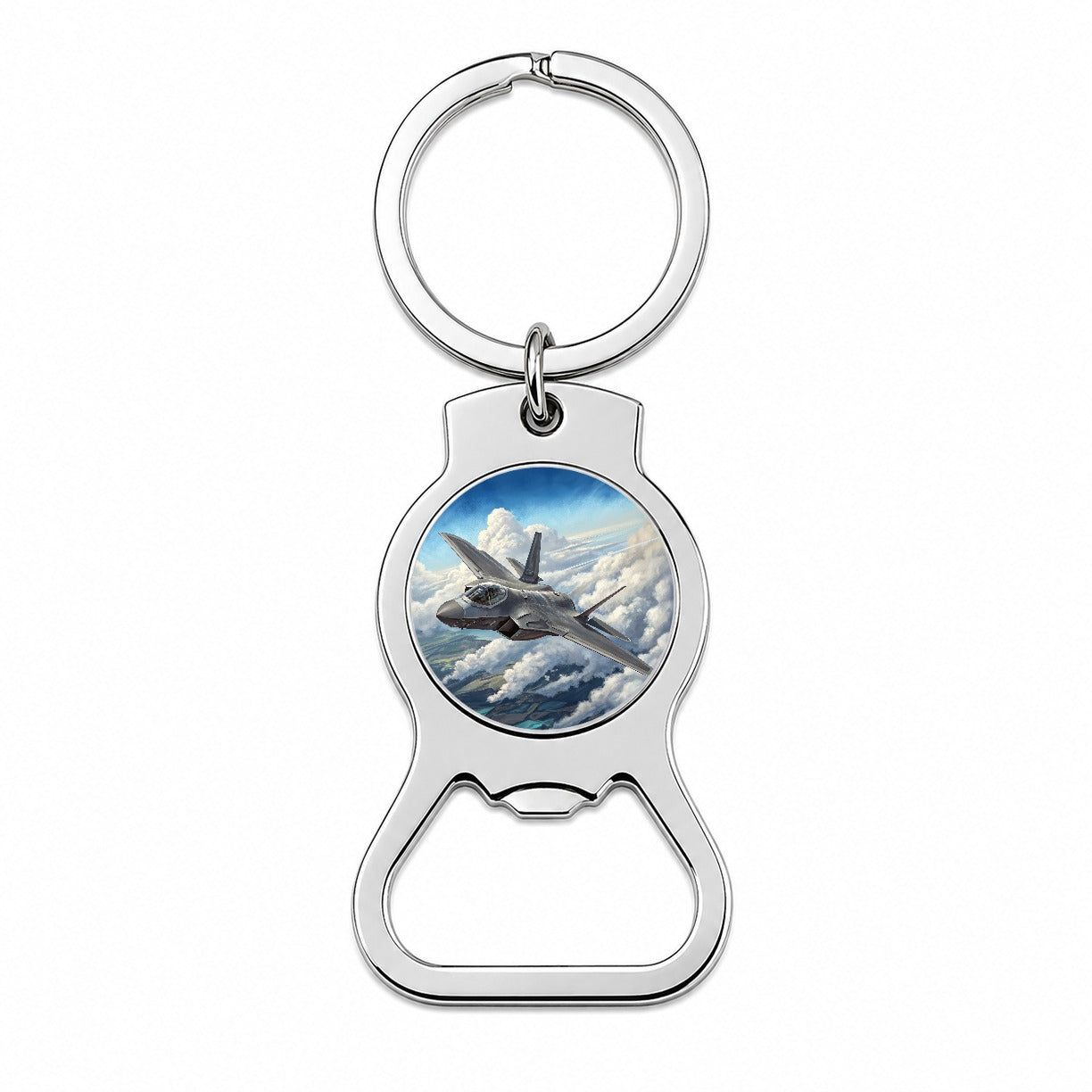 F-35 Lightning II Plane in Flight Air Force Navy Marines Bottle Opener Keychain