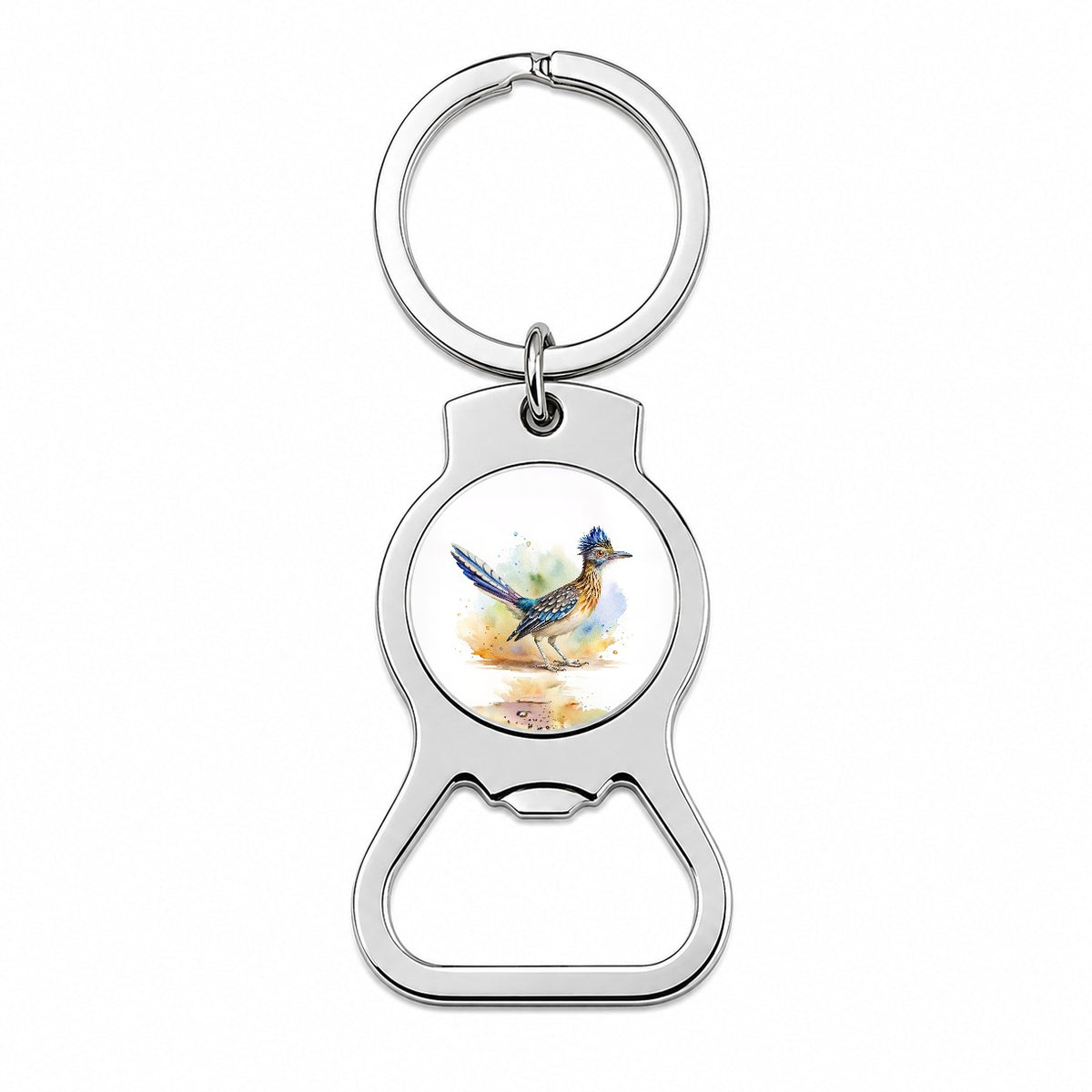 Greater Roadrunner New Mexico State Bird Watercolor Bottle Opener Keychain