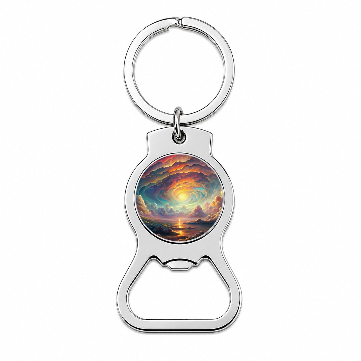 Psychedelic Cloudy Sky Pastel Colors Bottle Opener Keychain