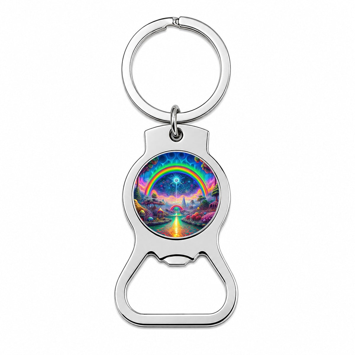 Psychedelic Rainbow Scene Bottle Opener Keychain