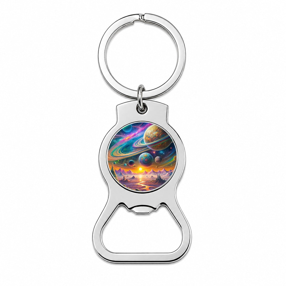 Psychedelic Solar System Space Design Bottle Opener Keychain