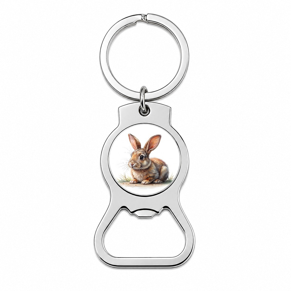 Rabbit Bunny Illustration Bottle Opener Keychain