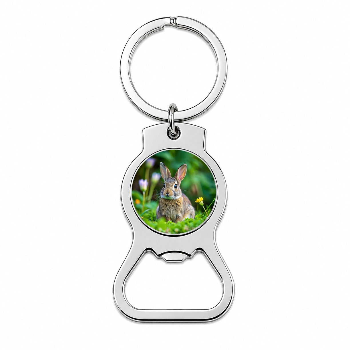 Rabbit Bunny Photo Bottle Opener Keychain