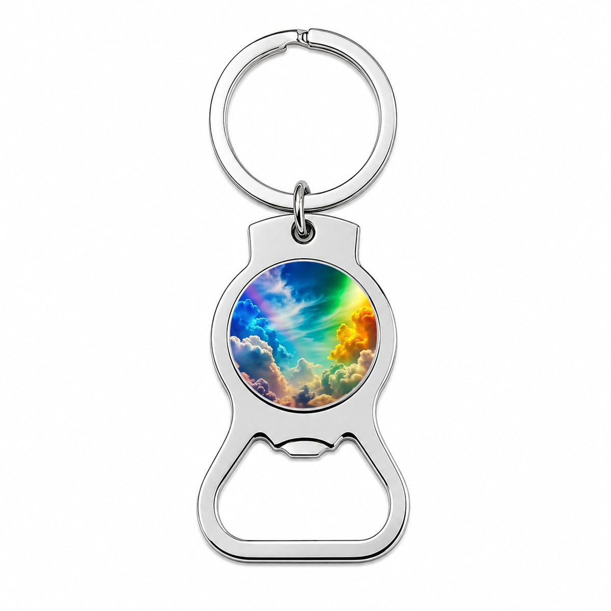 Rainbow Clouds Bottle Opener Keychain