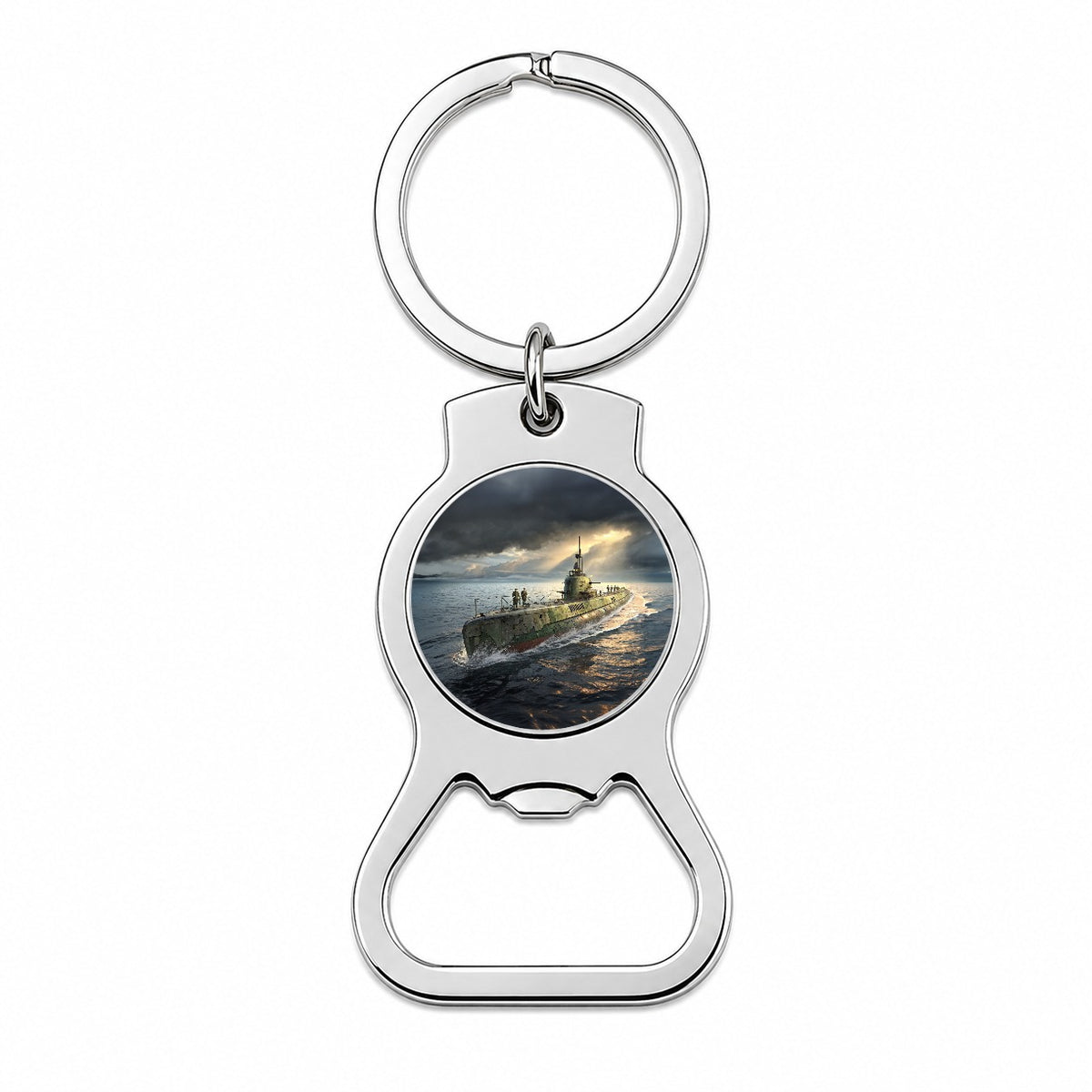 WWII Submarine Running On Surface Bottle Opener Keychain