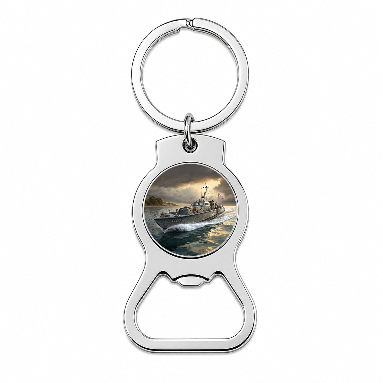 WWII US Navy PT Patrol Boat Bottle Opener Keychain